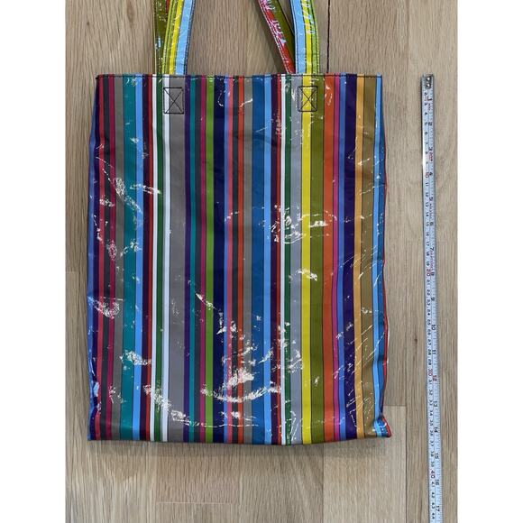 NWOT Paperchase Reusable Lined Multicolored Striped Tote Bag - Picture 3 of 6